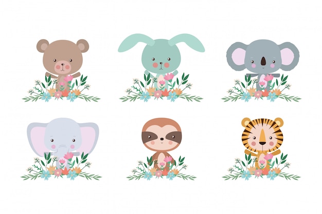 Conjunto de dibujos animados lindo conjunto
