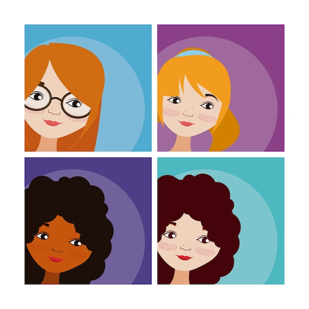 Vector conjunto de dibujos animados de mujer