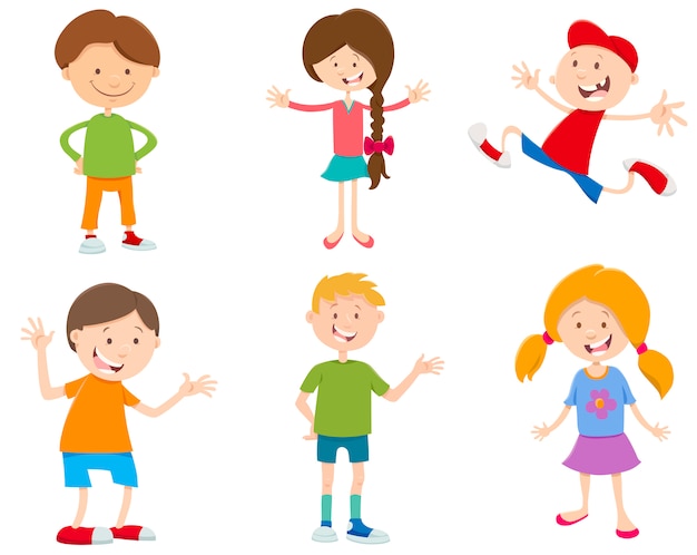 Vector conjunto de dibujos animados de niños