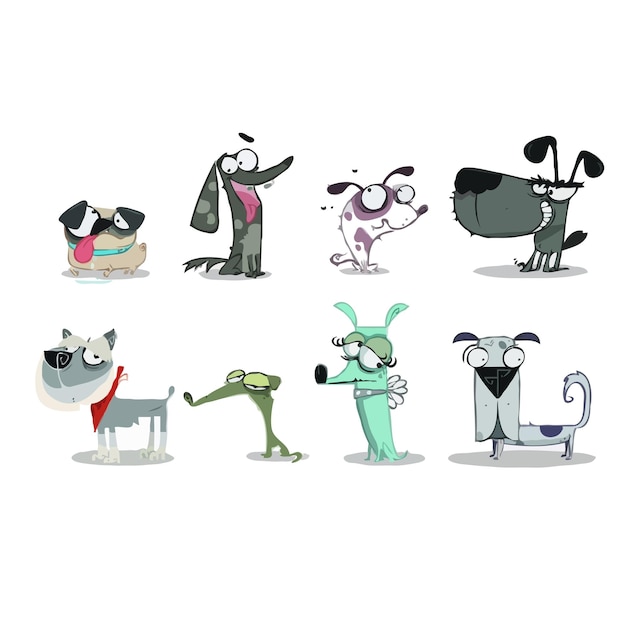 Conjunto de dibujos animados para perros