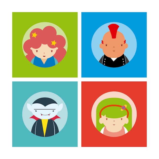Conjunto de dibujos animados de personajes de avatares