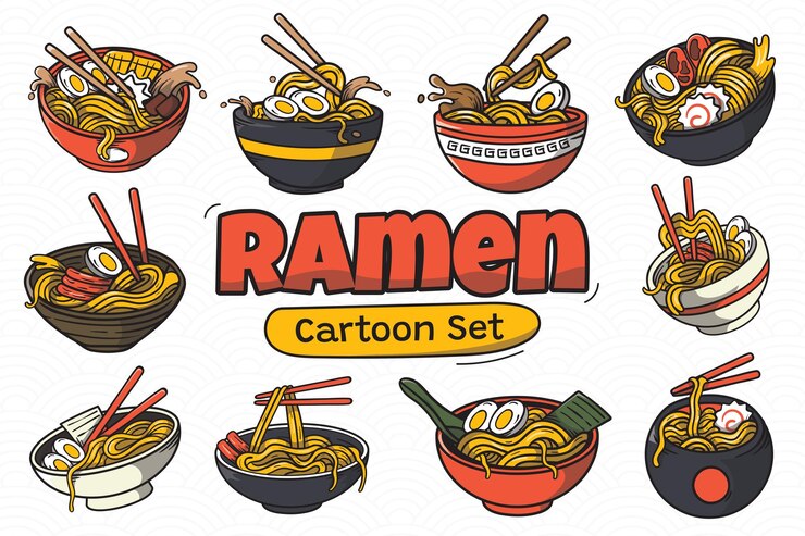 Conjunto de dibujos animados Ramen