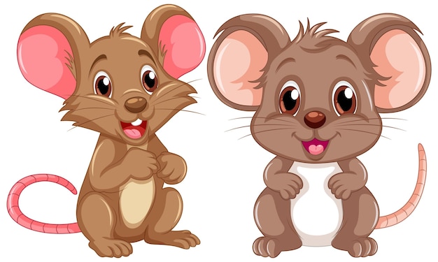 Vector conjunto de dibujos animados de ratón y rata