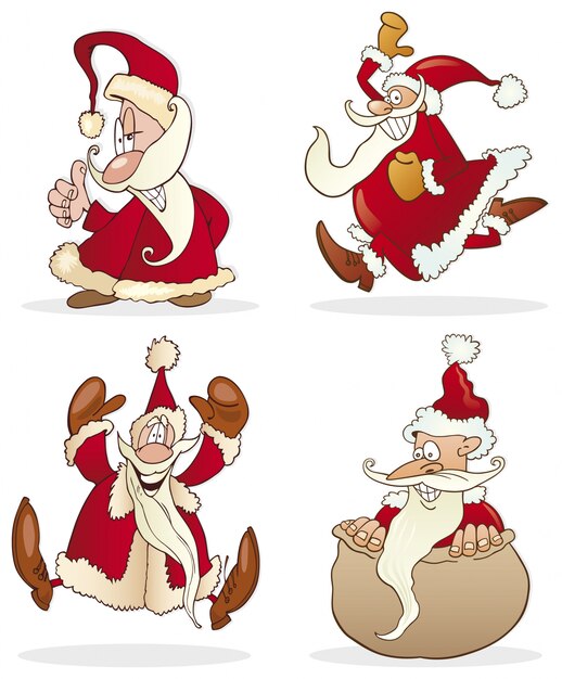 Conjunto de dibujos animados de santa claus