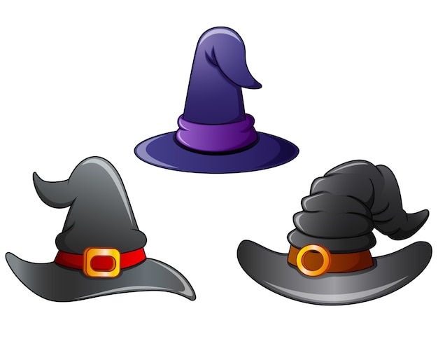 Vector conjunto de dibujos animados de sombrero de bruja