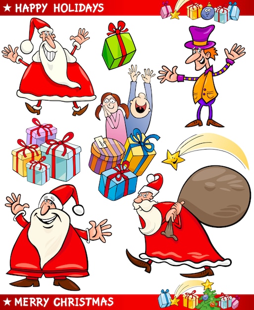 Conjunto de dibujos animados de temas de Navidad