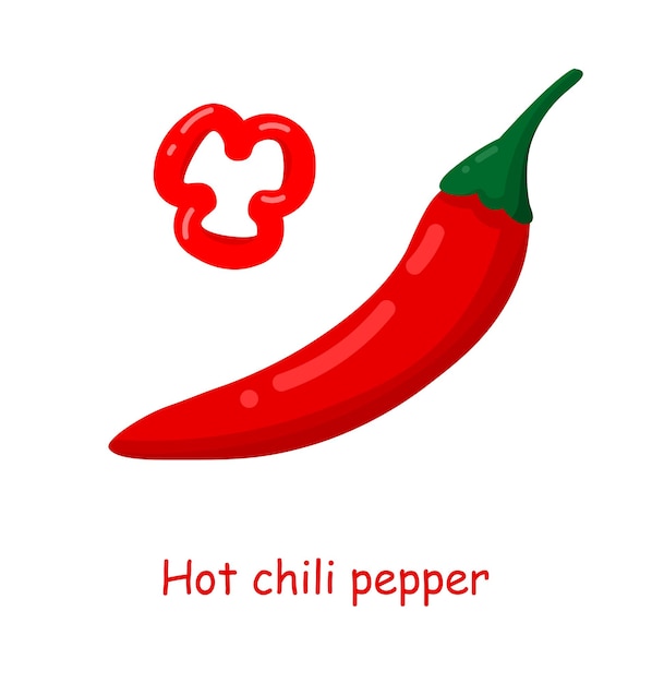 Conjunto de dibujos animados de vector de ají picante rojo Icono de comida vegetal colorido