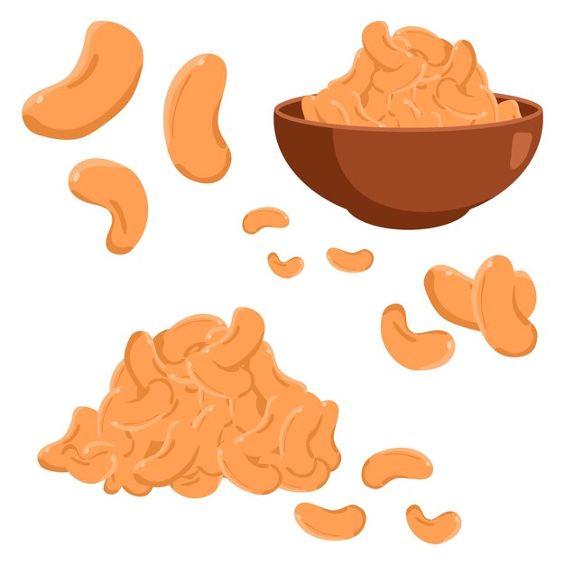 Conjunto de dibujos animados de vector de anacardo aislado en un fondo blanco.