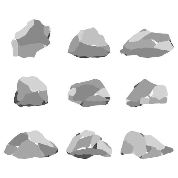 Conjunto de dibujos animados vectoriales de piedras de plata