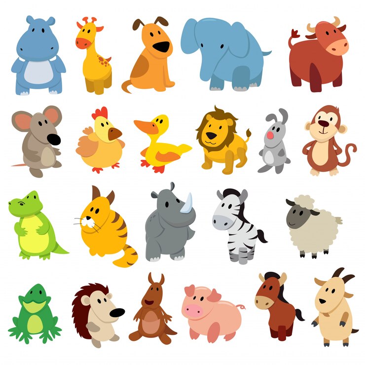 Conjunto de dibujos de animales.