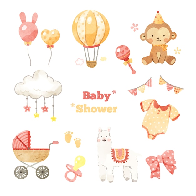 Vector conjunto de dibujos de baby shower