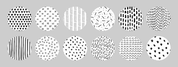 Conjunto de dibujos en blanco y negro
