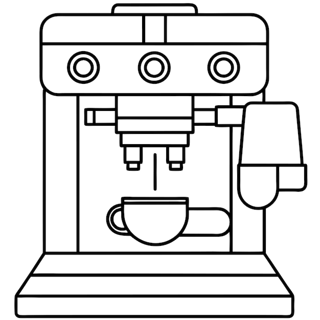 Conjunto de dibujos del contorno de la cafetera en formato vectorial