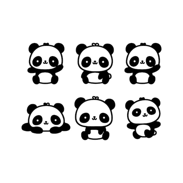 conjunto de dibujos de dibujo de panda