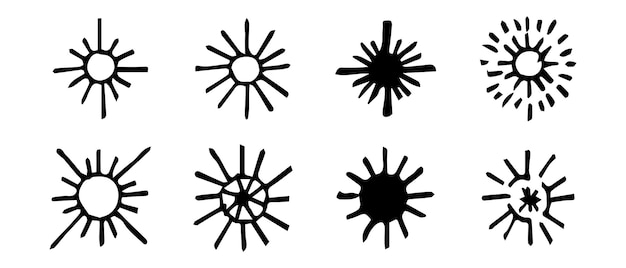 Conjunto de dibujos de estrellas dibujados a mano