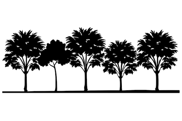 conjunto de dibujos de línea de árbol pequeño B