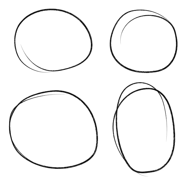 Conjunto de dibujos redondos dibujados a mano como elemento de diseño de resaltador