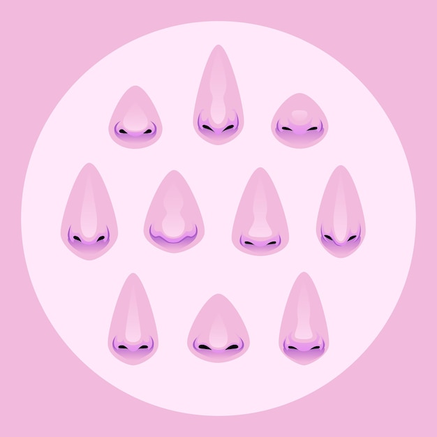 conjunto, de, diferente, narices, cara, parte, ilustración