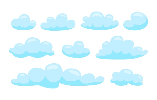 conjunto, de, diferente, vector, caricatura, nubes