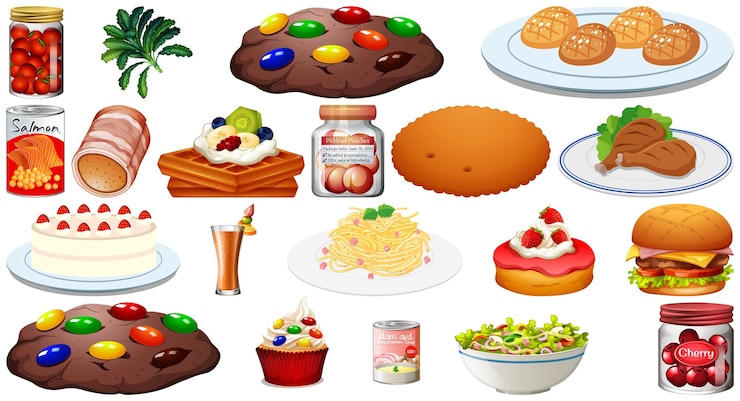 Vector conjunto de diferentes alimentos