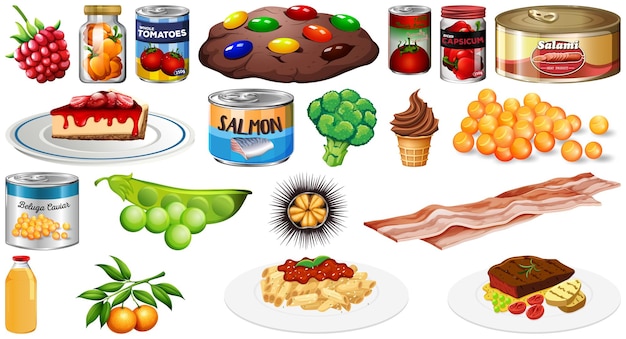 Vector conjunto de diferentes alimentos