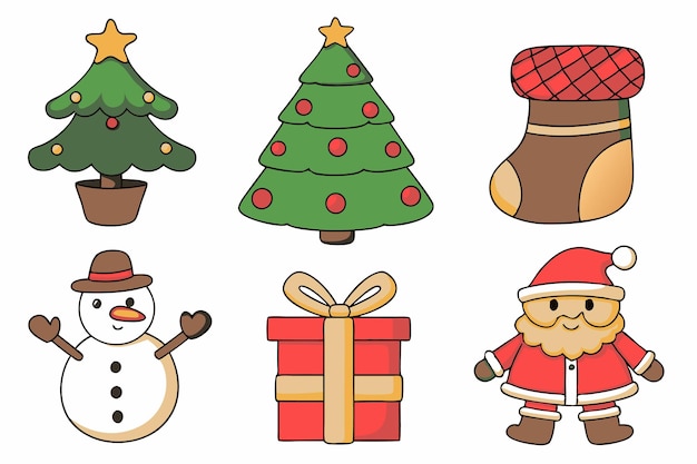 un conjunto de diferentes árboles de Navidad, incluidos Santa Santa y Santa