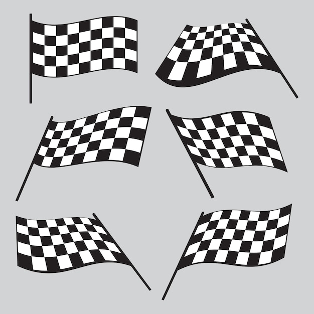 Conjunto de diferentes banderas de carreras a cuadros