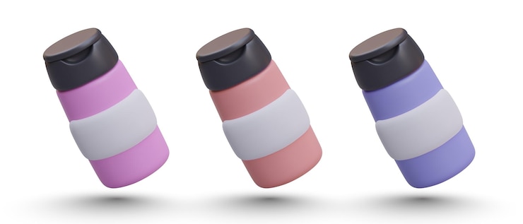 Vector conjunto de diferentes botellas para productos cosméticos líquidos para higiene personal