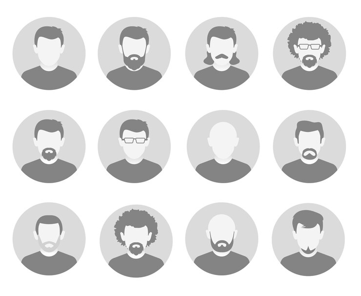 Vector un conjunto de diferentes caras de hombres con barbas y bigotes fotos de perfil vector