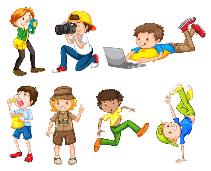 Vector conjunto de diferentes chicos
