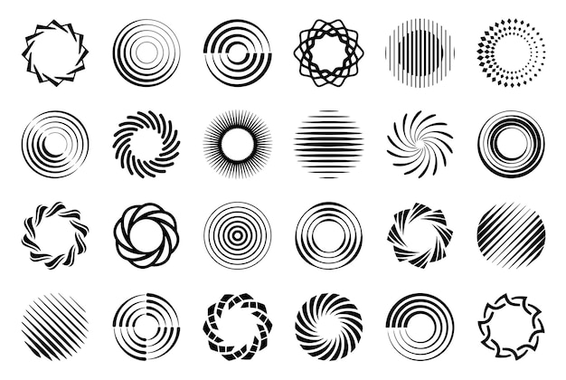 Conjunto de diferentes círculos Elementos de diseño monocromo abstracto Formas geométricas vectoriales