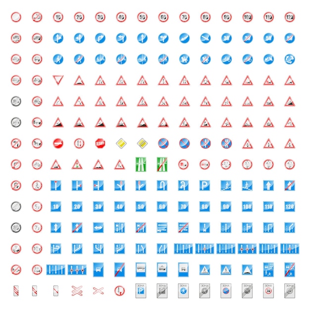 Conjunto de diferentes colecciones de señales de tráfico vectorial