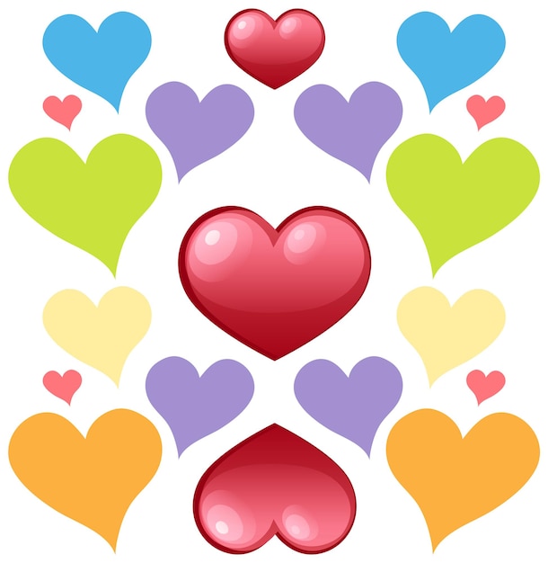 Vector conjunto de diferentes colores de corazones