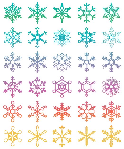 Conjunto de diferentes copos de nieve