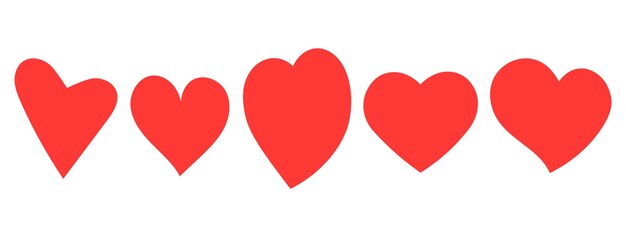 Conjunto de diferentes corazones rojos dibujados a mano Elementos de diseño para la boda del sitio web del Día de San Valentín