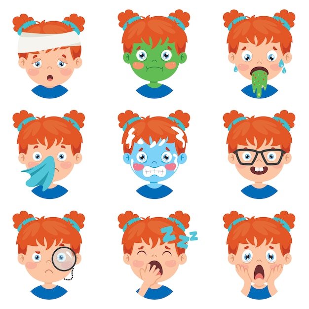 Vector conjunto de diferentes expresiones de niños