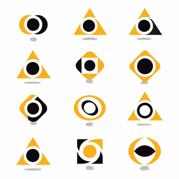 un conjunto de diferentes formas y formas con un triángulo amarillo y la palabra "ojo"