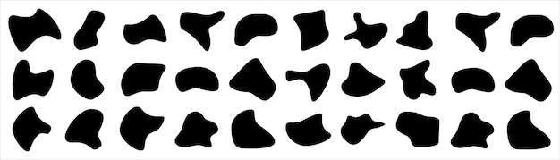Conjunto de diferentes formas de manchas Formas líquidas abstractas aleatorias elementos orgánicos abstractos redondos Pebb