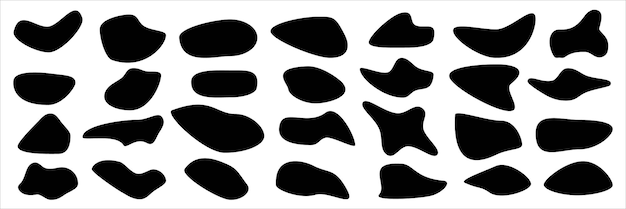 Conjunto de diferentes formas de manchas Formas líquidas abstractas aleatorias elementos orgánicos abstractos redondos