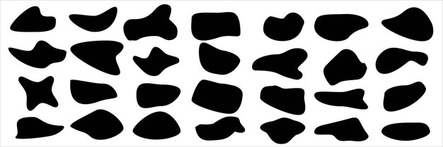Conjunto de diferentes formas de manchas Formas líquidas abstractas aleatorias elementos orgánicos abstractos redondos