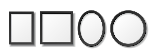 Conjunto de diferentes formas de marco de imagen negro vacío Plantilla de maqueta de marco de imagen negro en blanco