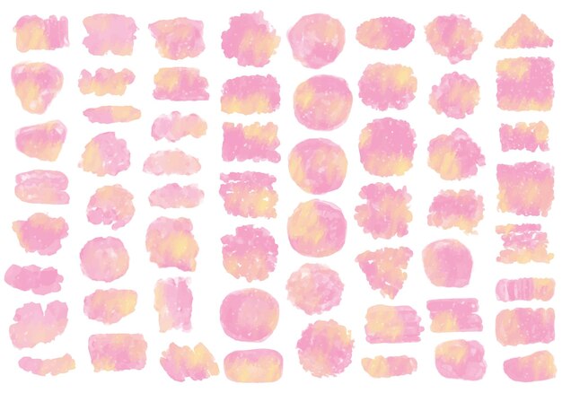 conjunto de diferentes formas de pinceles con colores pastel rosa y amarillo