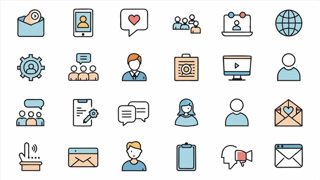 un conjunto de diferentes iconos incluyendo uno que dice amor