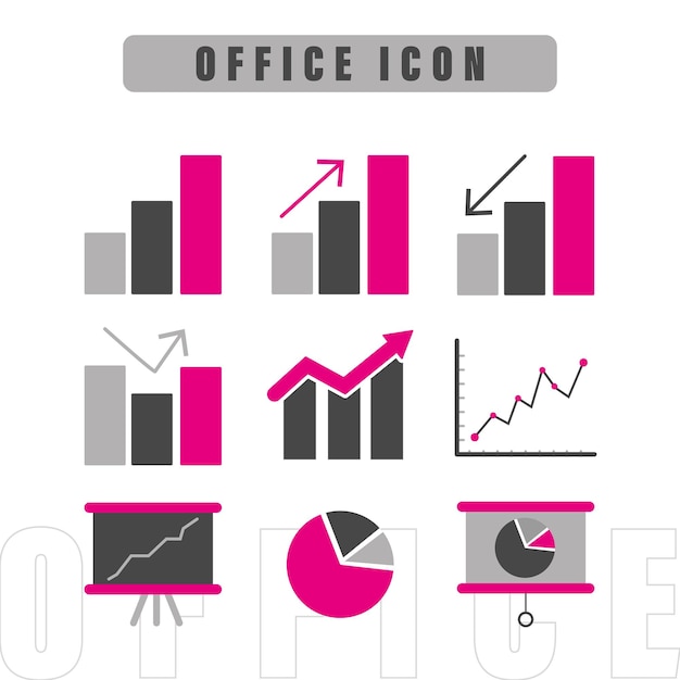 Vector conjunto de diferentes iconos de oficina ilustración vectorial