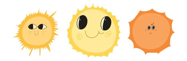 Conjunto de diferentes íconos de soles Símbolos solares Colección de vectores de puesta de sol