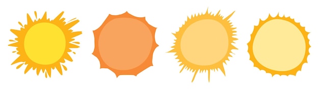 Conjunto de diferentes íconos de soles Símbolos solares Colección de vectores de puesta de sol
