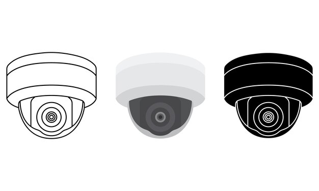 Conjunto de diferentes ilustraciones de cámaras de CCTV