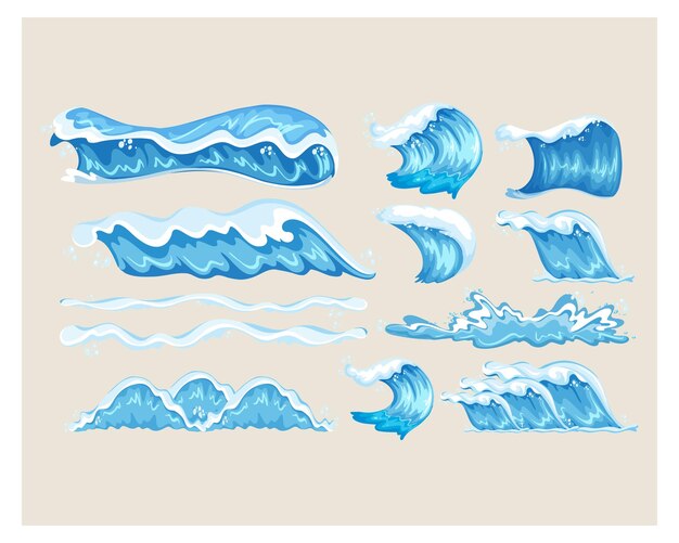 Conjunto de diferentes ilustraciones de vectores de onda