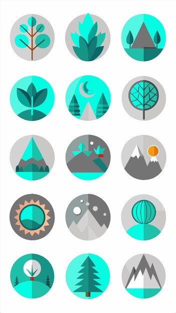 un conjunto de diferentes logotipos para un paisaje de montaña