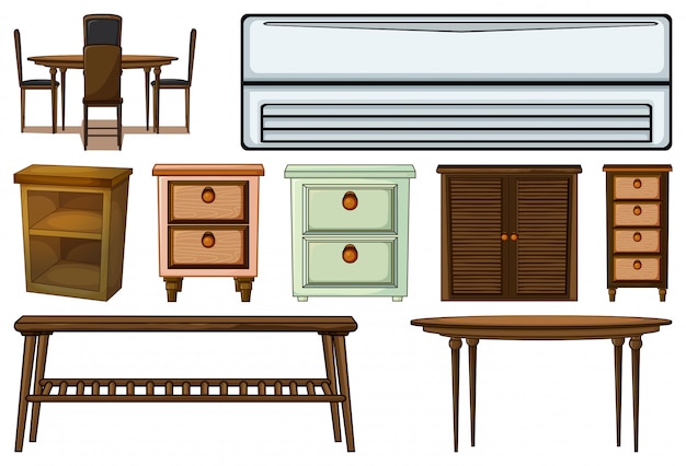 Vector conjunto de diferentes muebles.